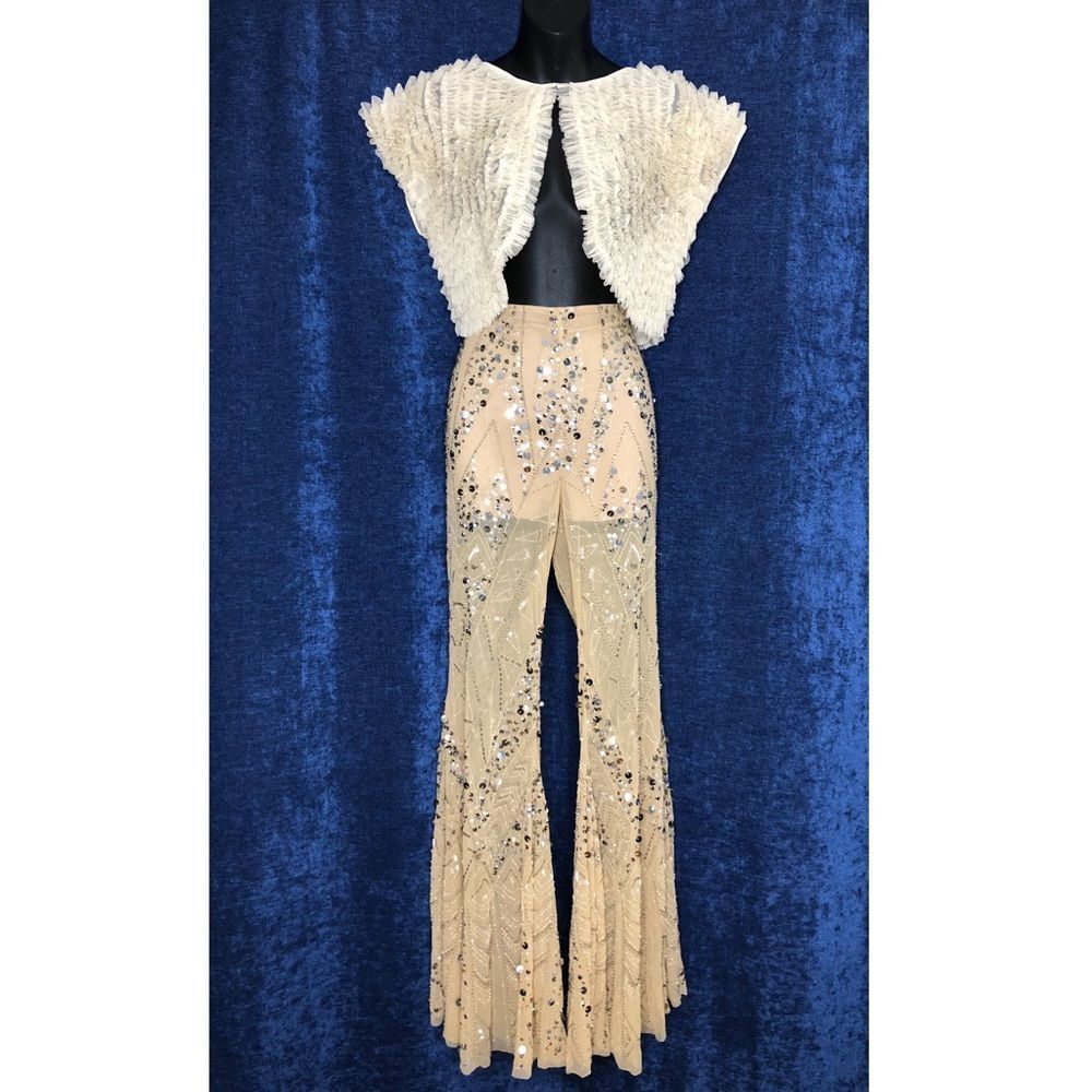 Free People Center Stage Embellished Flare Pants - Picture 3 of 10